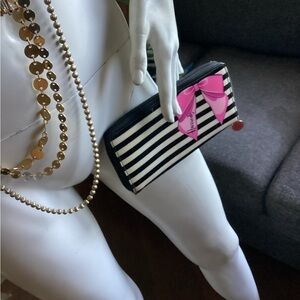 Harrods Striped Wallet with Pink Bow